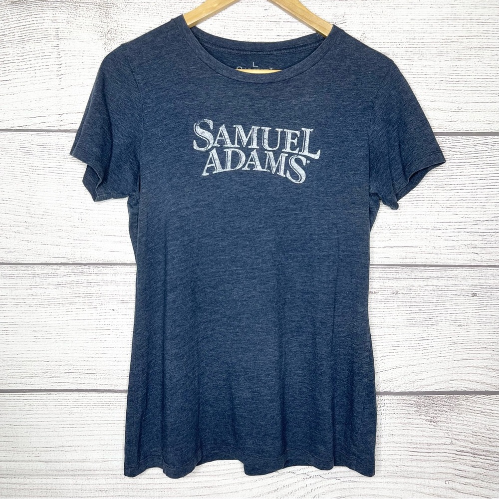 Blue Samuel Adams Women's Fitted T-Shirt Size Large For the Love of Beer